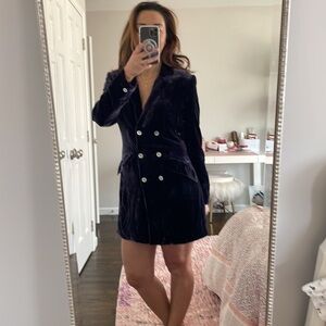 Purple Velvet Long Jacket by Kaliko